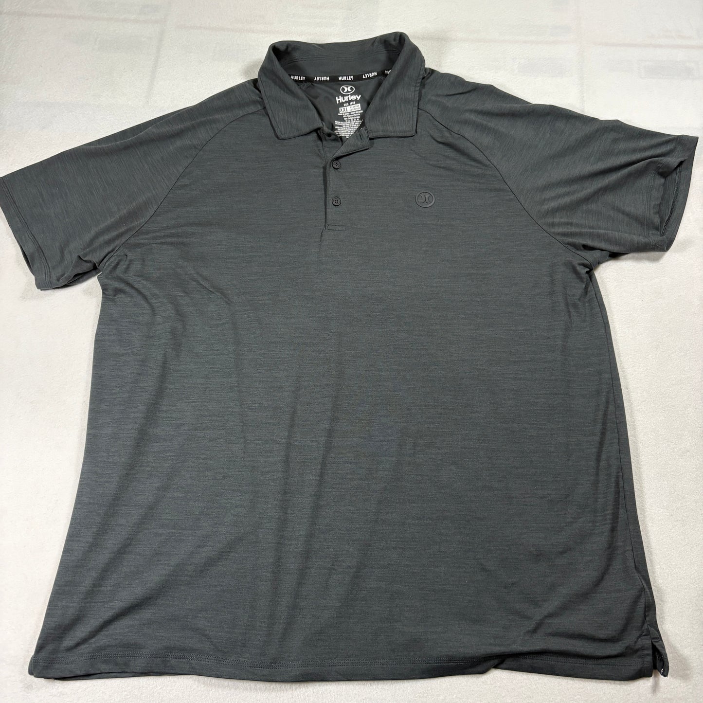 Hurley Black Polo Shirt Mens XXL Dri Fit Stretch Golf Surf Skate Casual Top