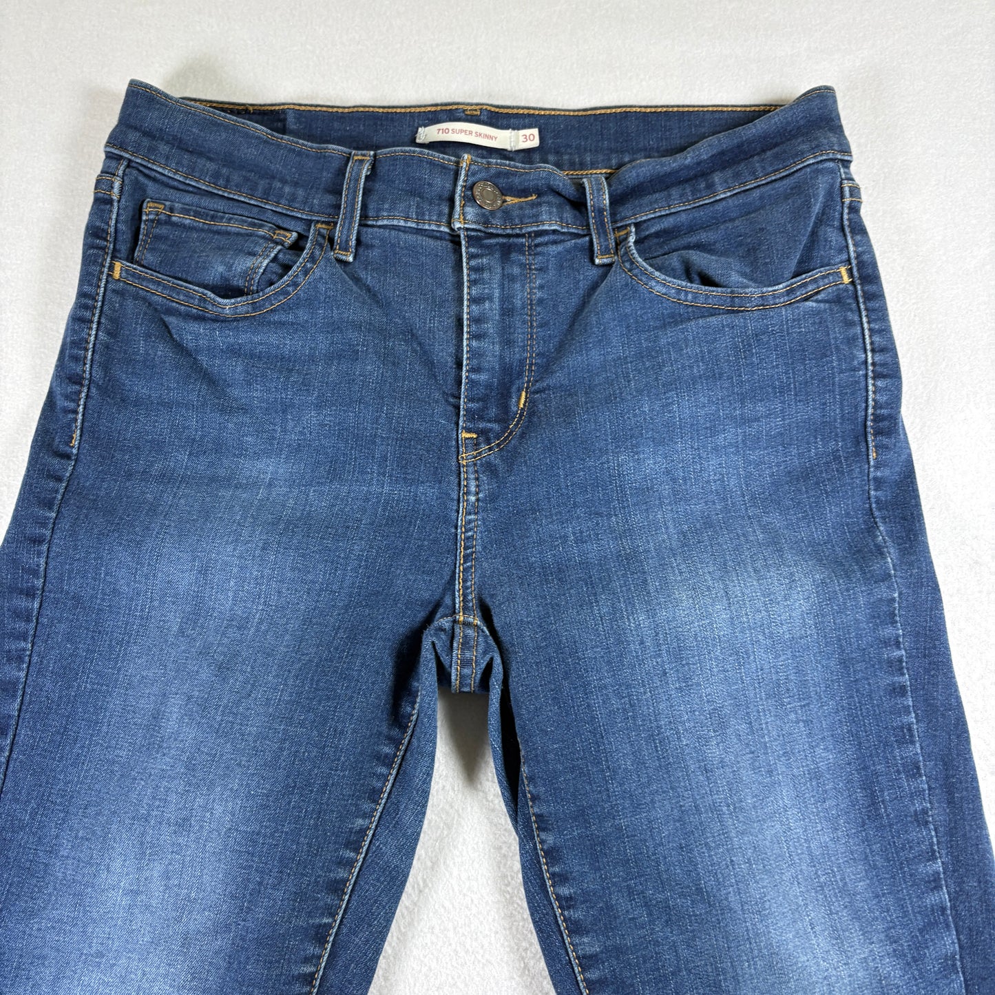 Levis Womens 710 Super Skinny Jeans W30 L28 Blue Stretch Denim Y2K 90s Slim Fit