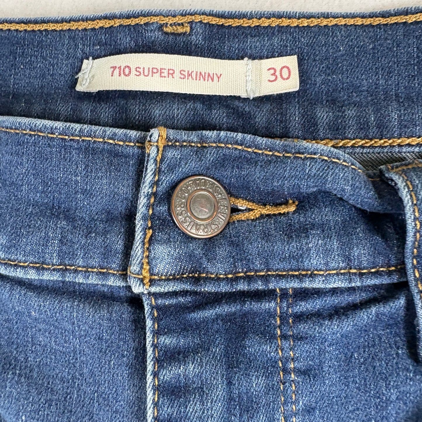 Levis Womens 710 Super Skinny Jeans W30 L28 Blue Stretch Denim Y2K 90s Slim Fit