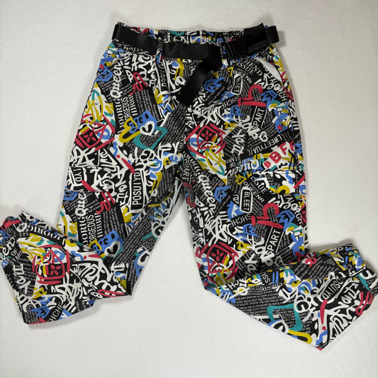 VIP Pants Graffiti Print Joggers Streetwear Black Multi Color Size 15/32