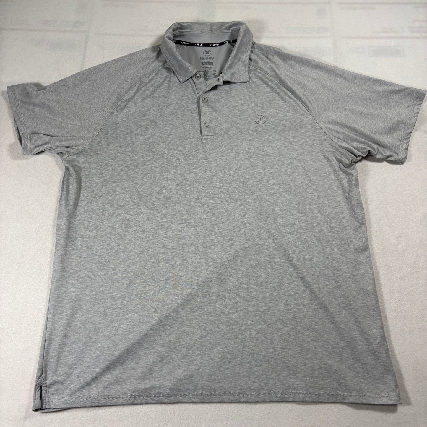 Hurley Polo Shirt Mens XXL Gray Dri-Fit Performance Stretch Athletic Golf Top