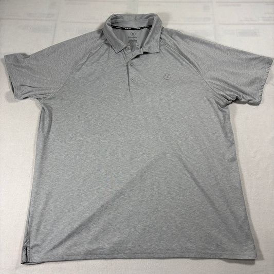 Hurley Polo Shirt Mens XXL Gray Dri-Fit Performance Stretch Athletic Golf Top