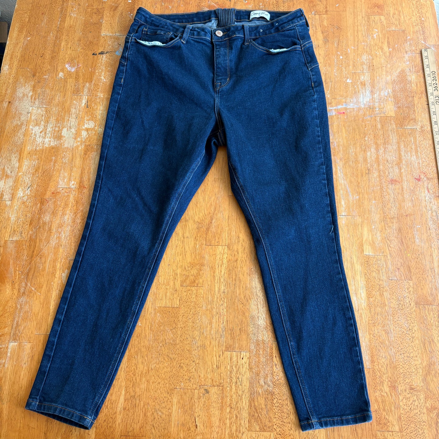 Copper Flash Jeans Womens Size 14W Dark Wash Skinny Stretch Denim Retro Style Up