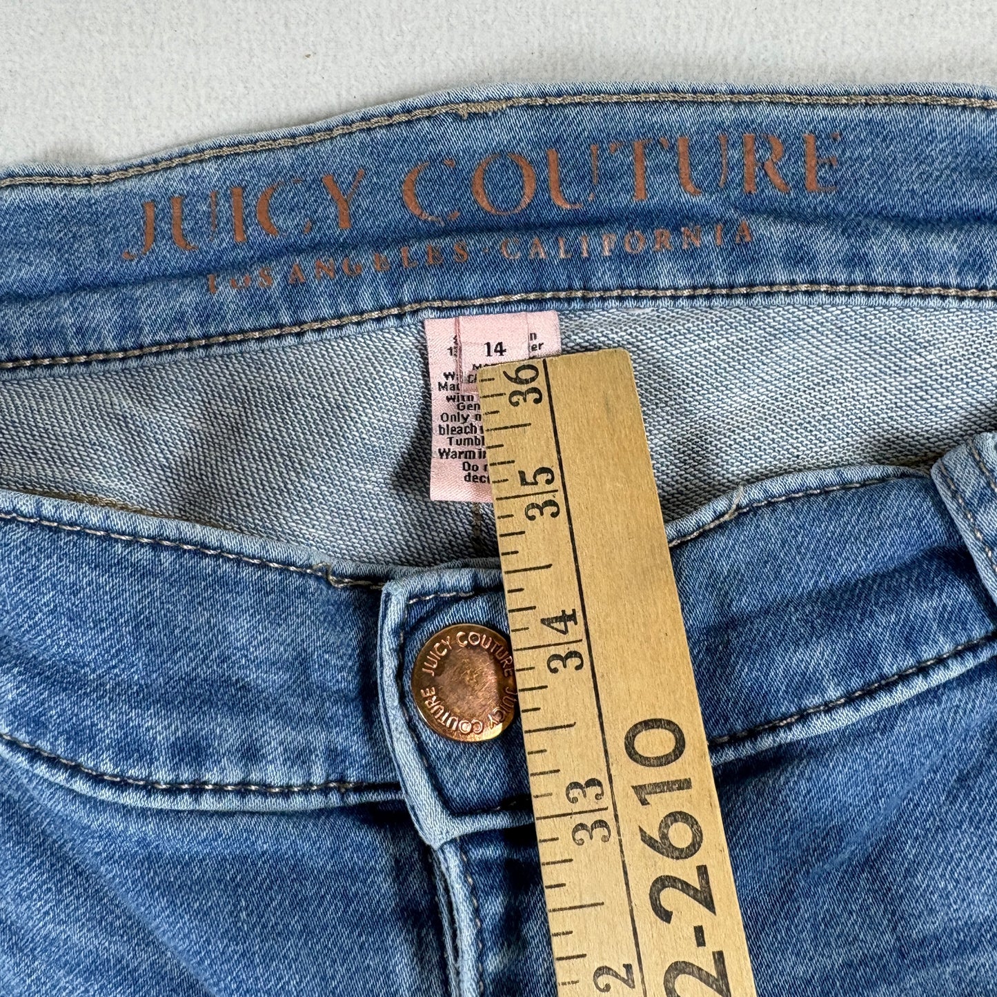 Juicy Couture Womens Jeans Size 14 Light Wash Denim Y2K 90s Grunge High Rise