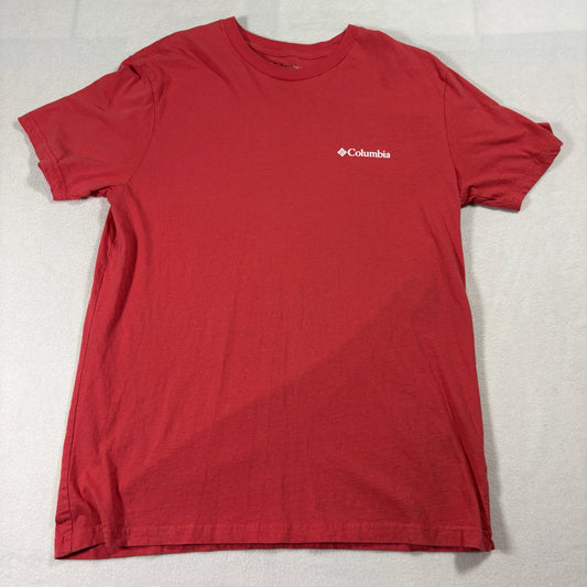 Columbia T Shirt Mens Large Red Hiking Dog Graphic Outdoor Mountain Cotton Tshirt