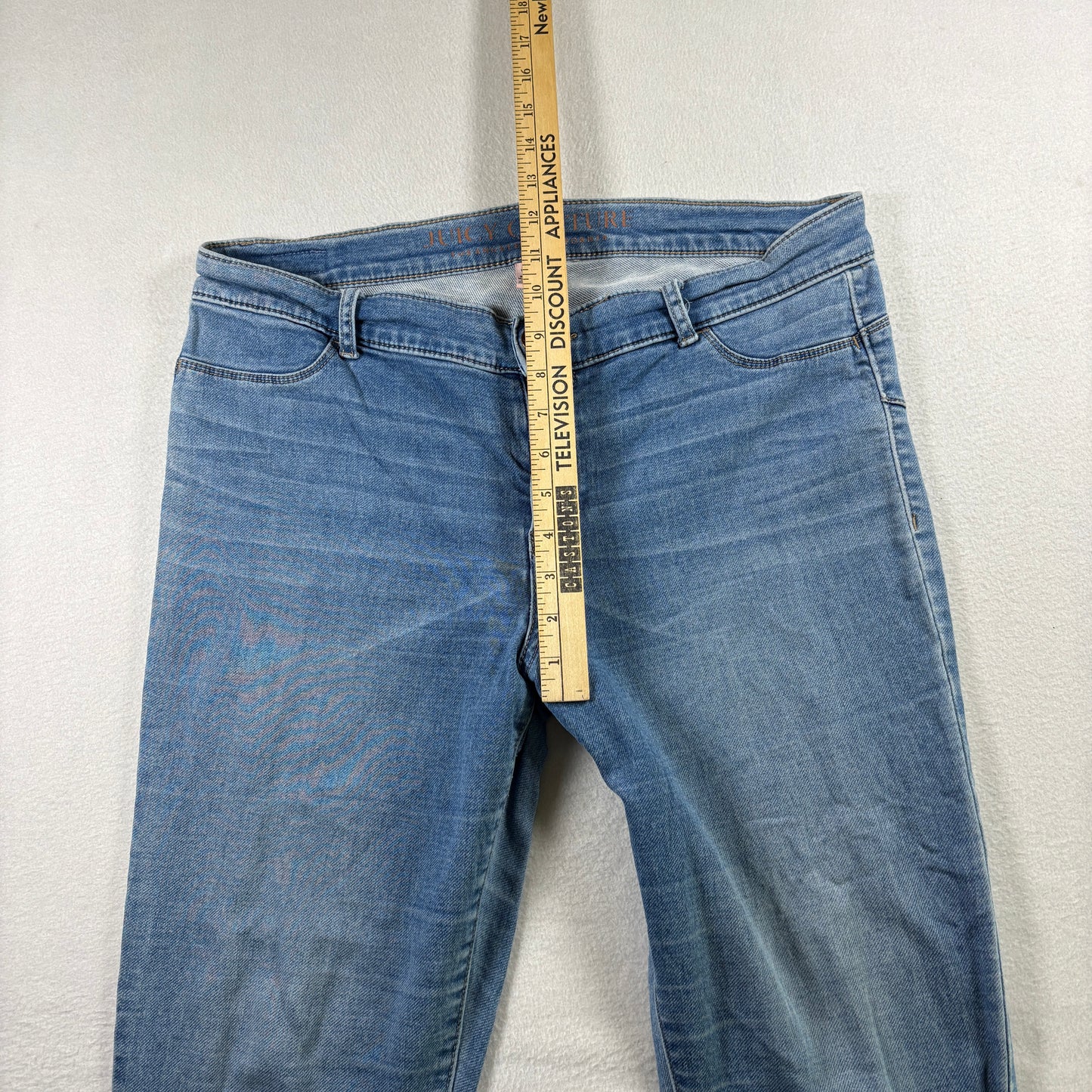 Juicy Couture Womens Jeans Size 14 Light Wash Denim Y2K 90s Grunge High Rise