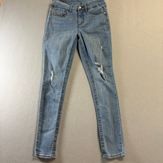 Seven Distressed Skinny Jeans Women’s Tag 4 Fits Like 27X28 Stretch Y2K Wash