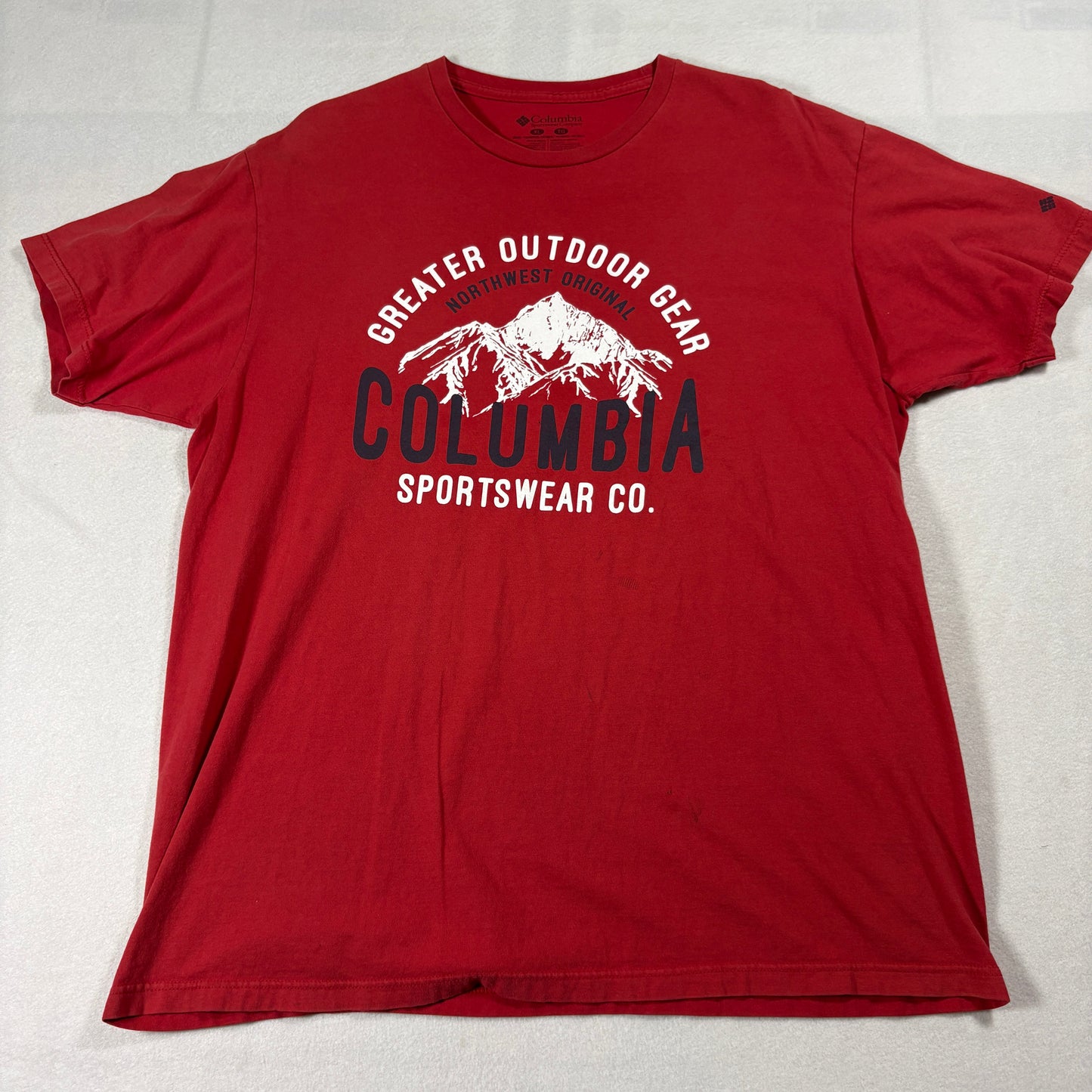 Columbia T Shirt Mens XL Red Greater Outdoor Gear Mountain Graphic Cotton Tshirt