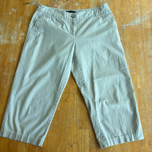 Apostrophe Fiona Womens Cropped Pants Size 8 Khaki Stretch Casual Summer Wear Up