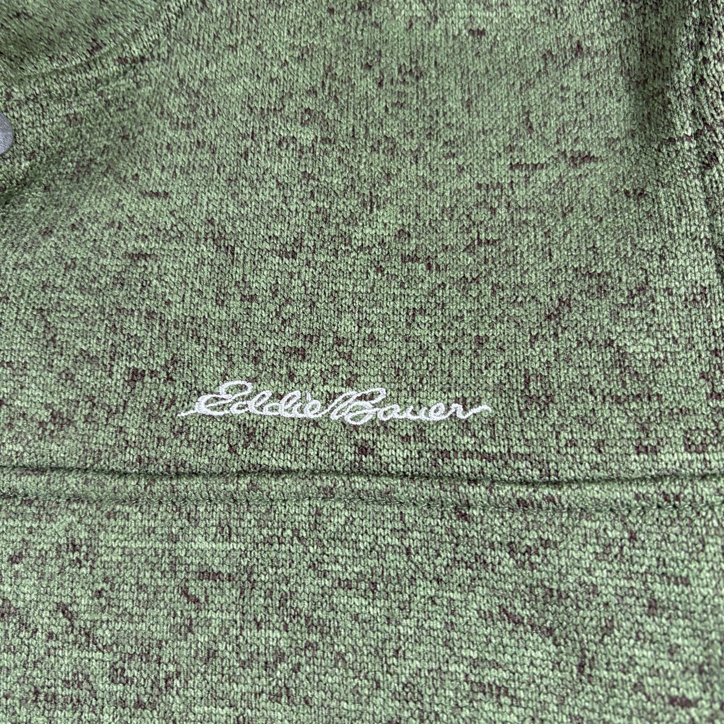 Eddie Bauer Mens L Green Fleece Pullover Sweater 1/4 Snap Y2K Outdoor Hiking