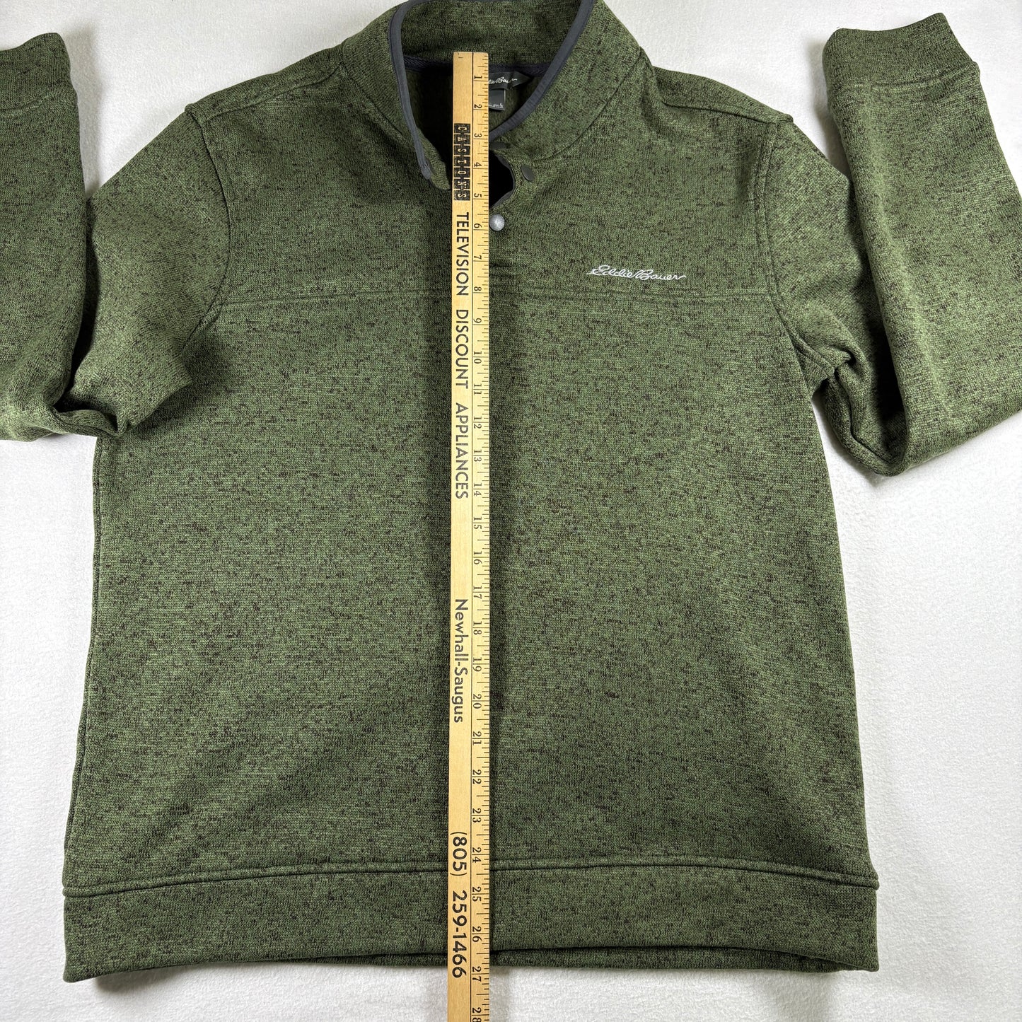 Eddie Bauer Mens L Green Fleece Pullover Sweater 1/4 Snap Y2K Outdoor Hiking