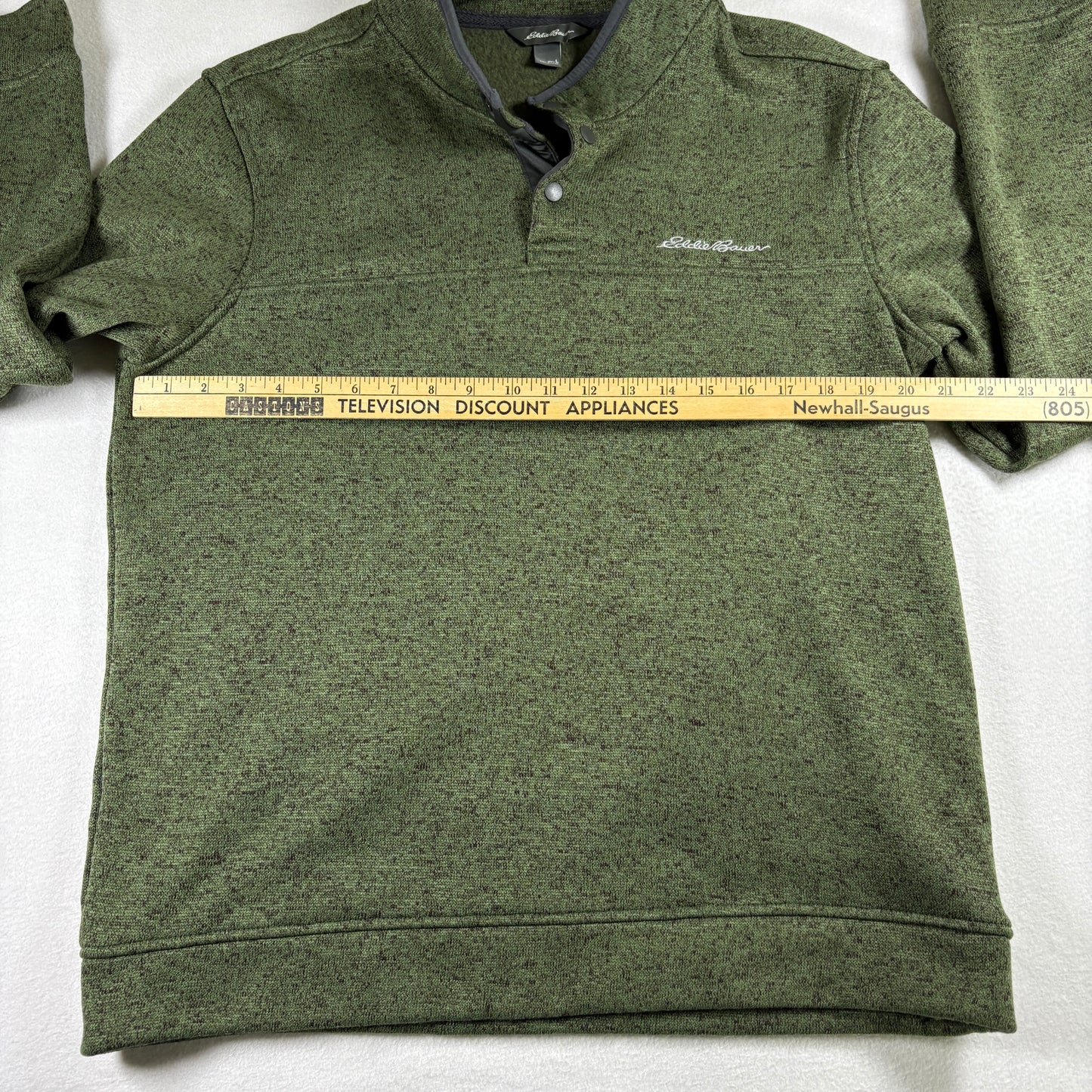 Eddie Bauer Mens L Green Fleece Pullover Sweater 1/4 Snap Y2K Outdoor Hiking