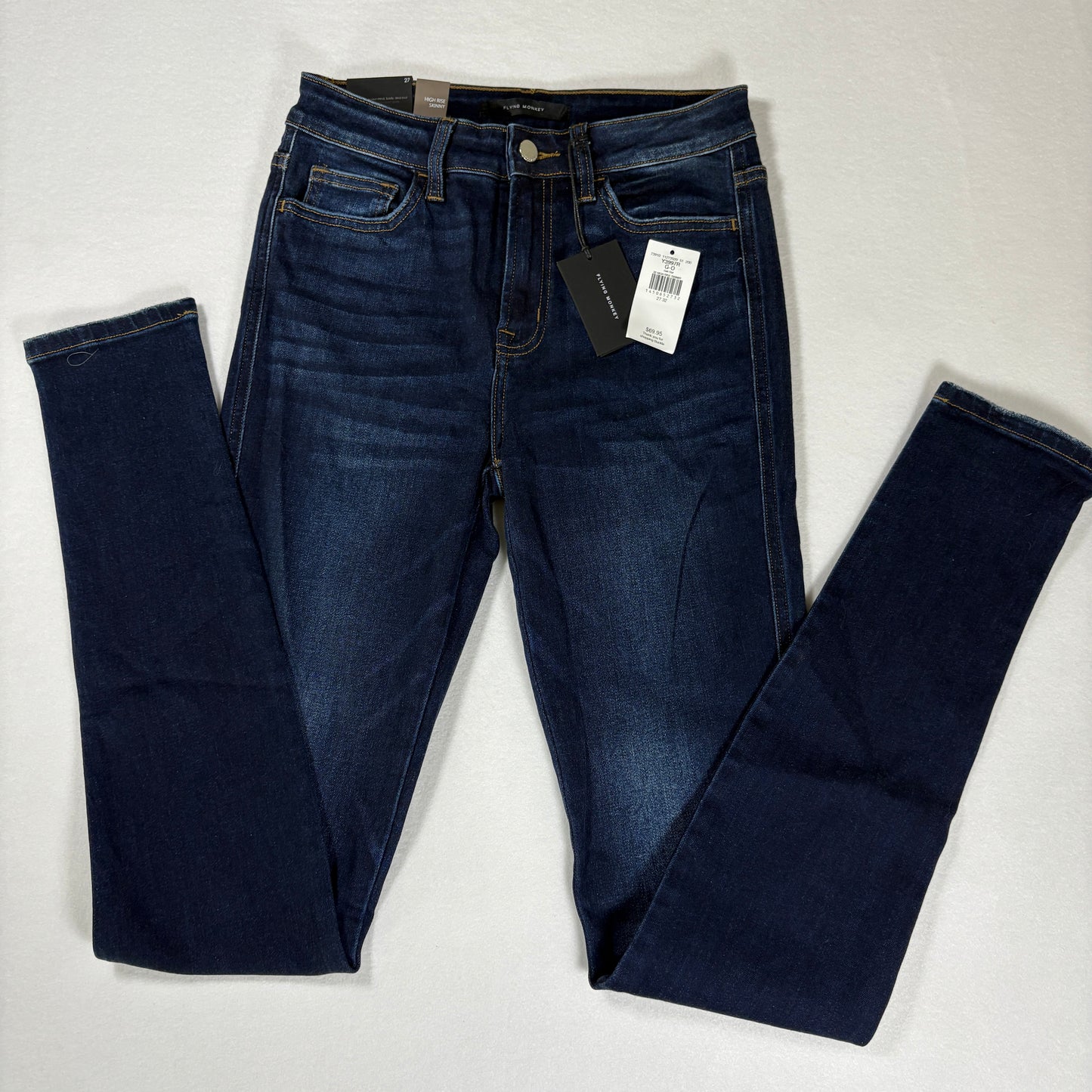 Flying Monkey Jeans Women’s 27x32 High Rise Skinny Dark Wash Stretch NWT $69