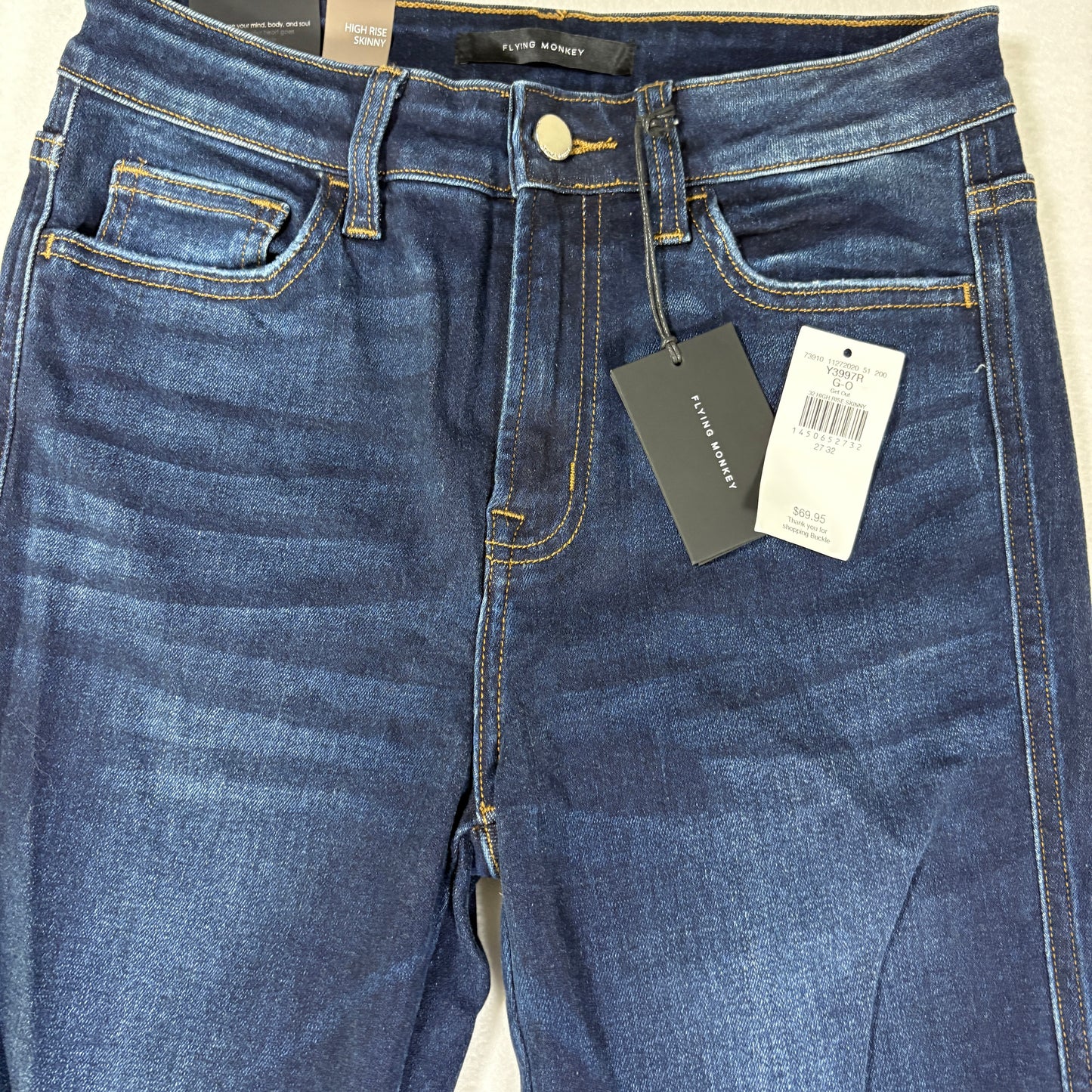 Flying Monkey Jeans Women’s 27x32 High Rise Skinny Dark Wash Stretch NWT $69