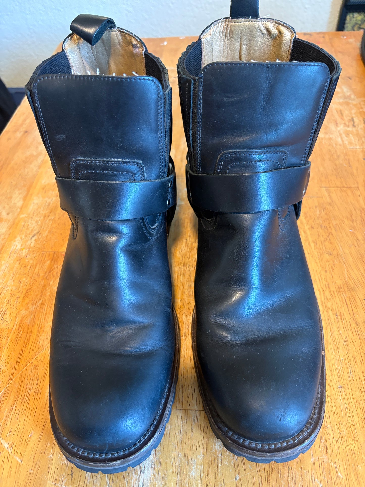 Engineer Harness Boots Mens 9.5 Black Leather Motorcycle Biker Lug Sole Moto