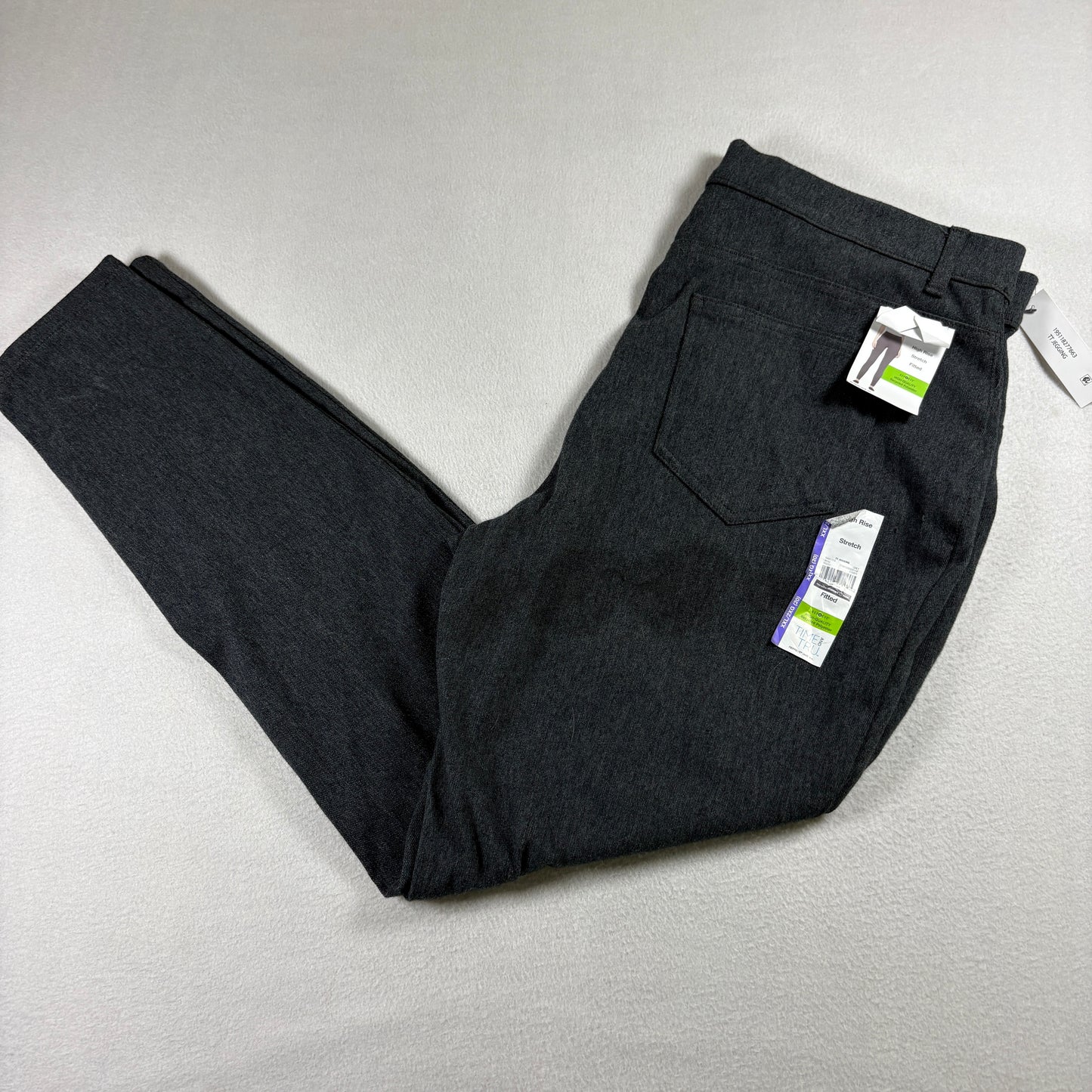 Time and Tru Womens Pants Size 20 XXL Gray Stretch High Rise NWT Stain Y2K Plus