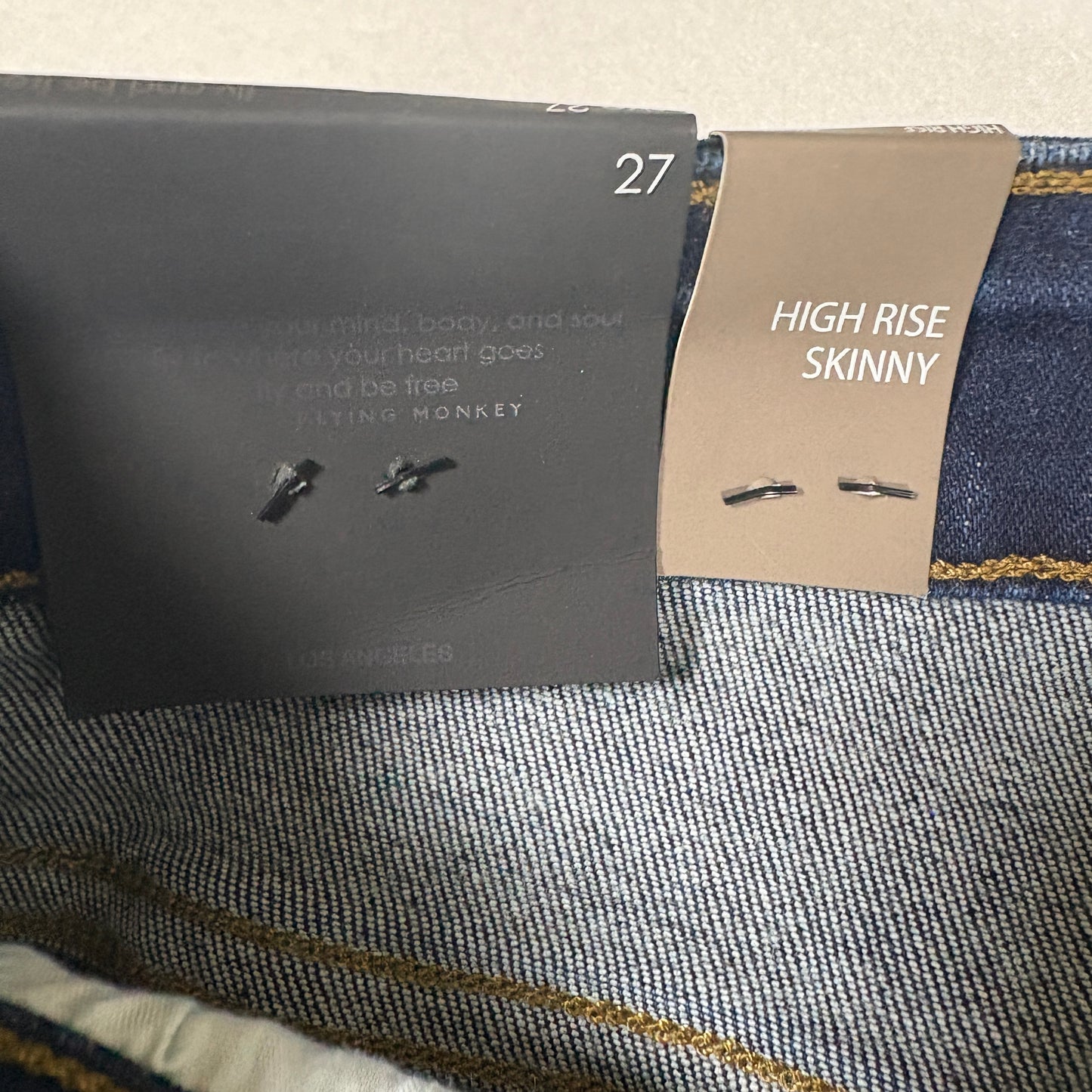 Flying Monkey Jeans Women’s 27x32 High Rise Skinny Dark Wash Stretch NWT $69