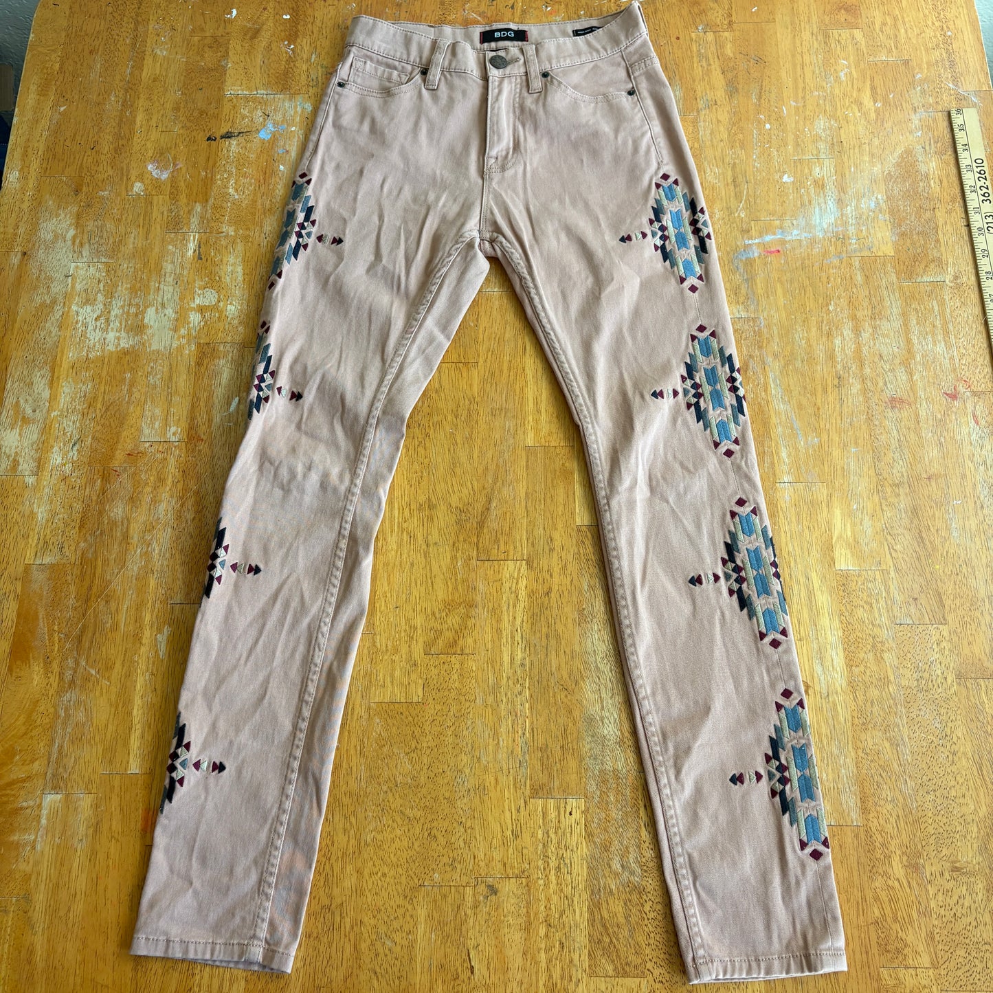 BDG Jeans Womens 25 Vintage 90s High Rise Cigarette Ankle Beige Denim Stretch Y2