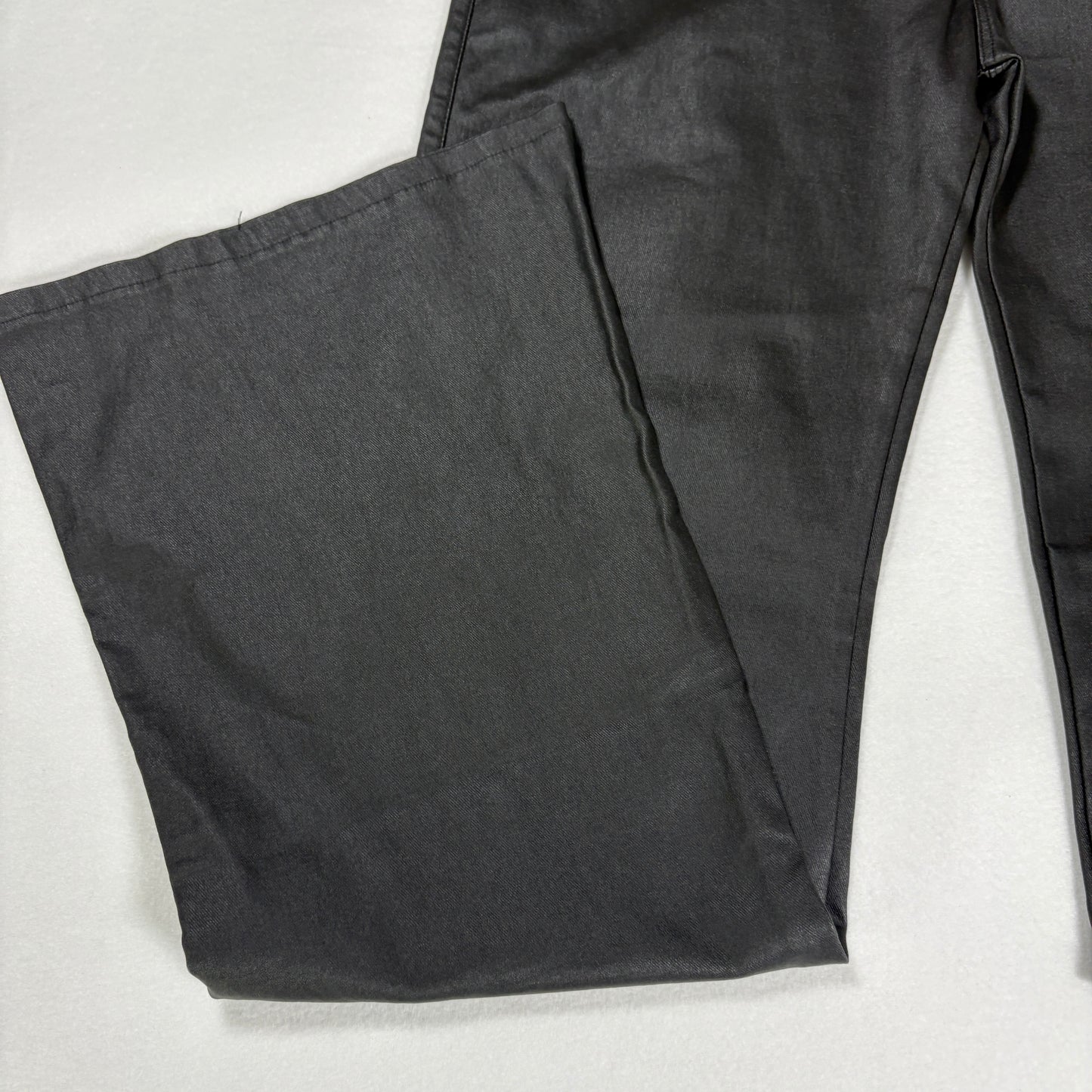 NWT Coated Black Pants Women’s 1XL Faux Leather Look Stretch Wide Leg High Rise