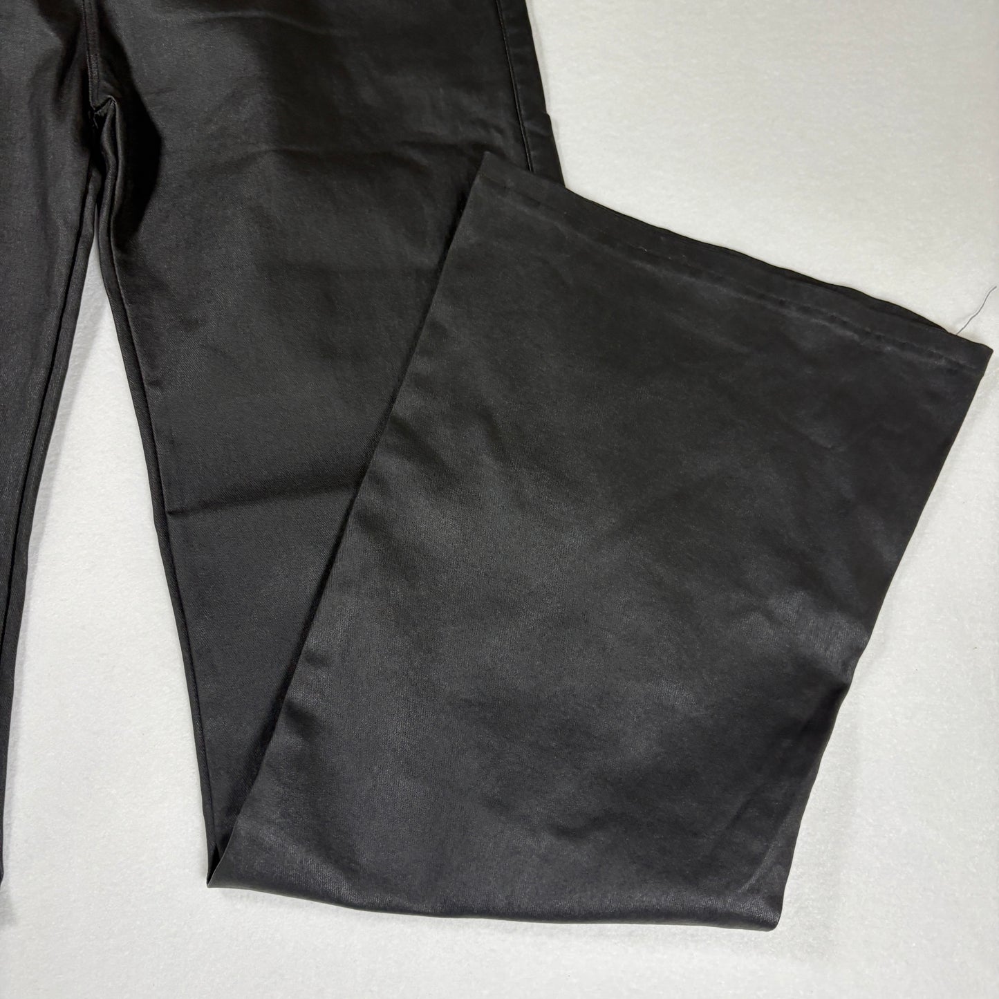 NWT Coated Black Pants Women’s 1XL Faux Leather Look Stretch Wide Leg High Rise