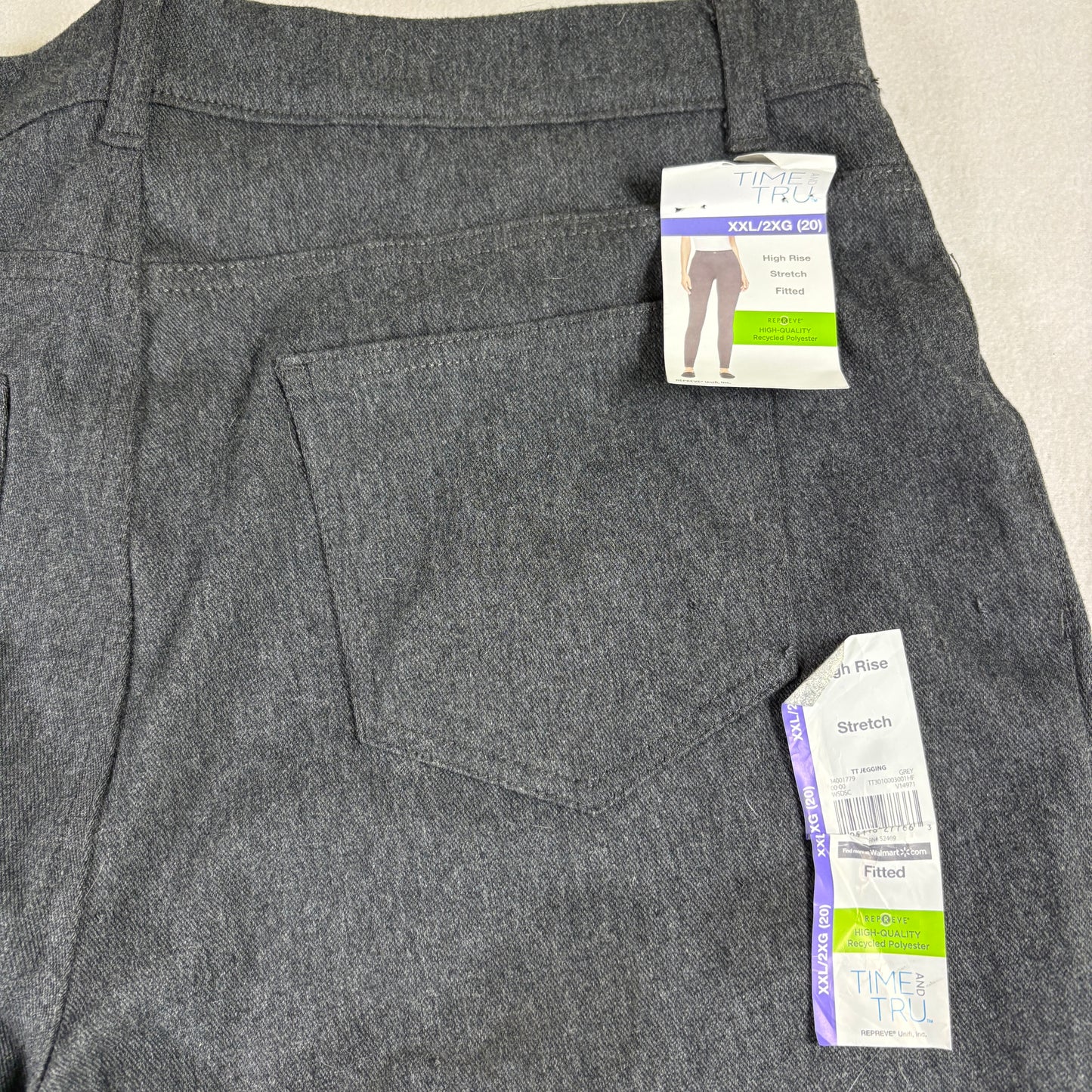 Time and Tru Womens Pants Size 20 XXL Gray Stretch High Rise NWT Stain Y2K Plus