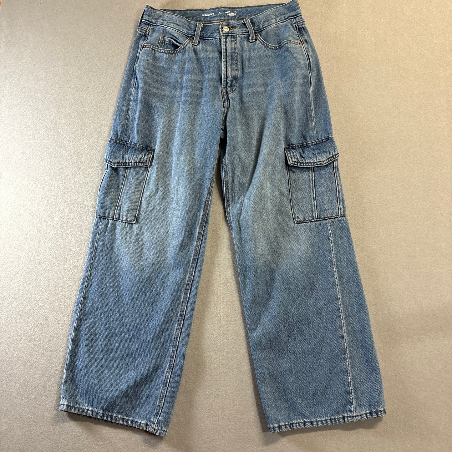 Old Navy Cargo Wide Leg Jeans Women’s 6 Petite Fits Like 29x27 Light Wash Y2K