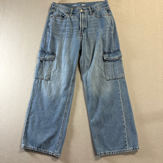 Old Navy Cargo Wide Leg Jeans Women’s 6 Petite Fits Like 29x27 Light Wash Y2K