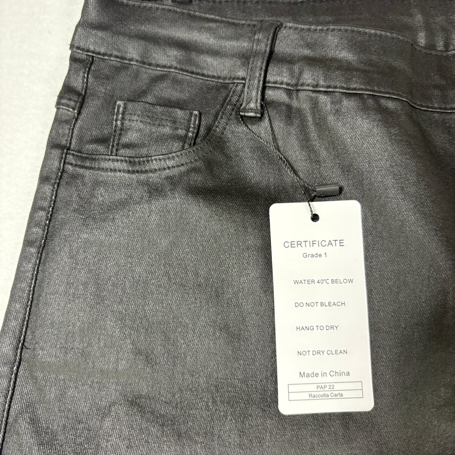 NWT Coated Black Pants Women’s 1XL Faux Leather Look Stretch Wide Leg High Rise