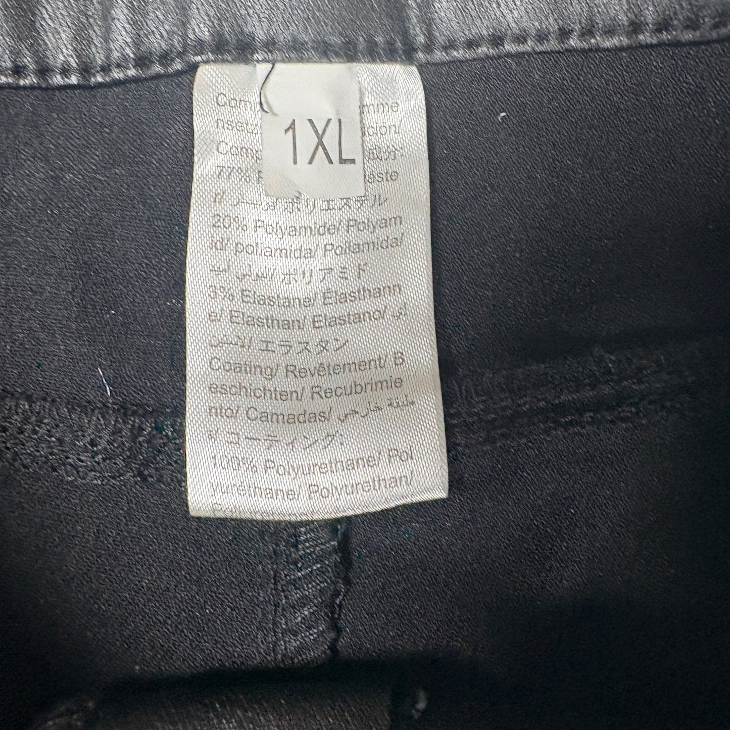 NWT Coated Black Pants Women’s 1XL Faux Leather Look Stretch Wide Leg High Rise