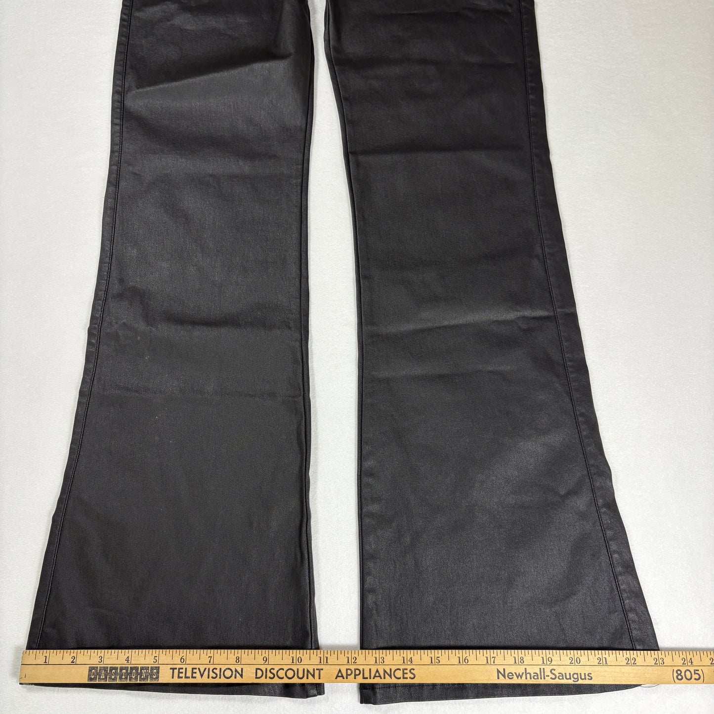 NWT Coated Black Pants Women’s 1XL Faux Leather Look Stretch Wide Leg High Rise