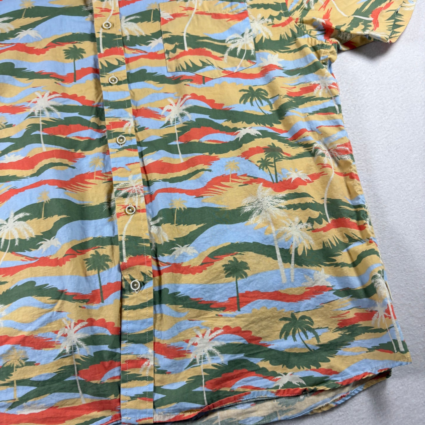 VSTR Premium Mens XXL Hawaiian Shirt Palm Tree Print Button Up Beach Y2K Summer