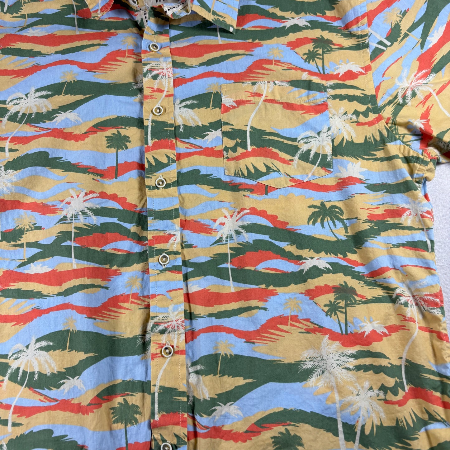 VSTR Premium Mens XXL Hawaiian Shirt Palm Tree Print Button Up Beach Y2K Summer
