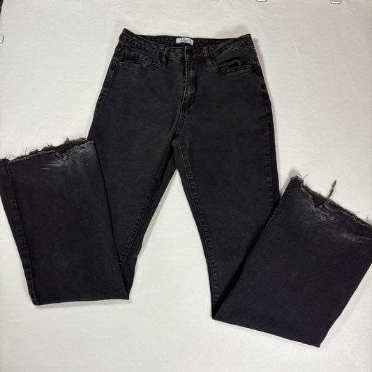 YMI Jeans Women’s 11/30 Black Flare Bootcut Distressed Raw Hem High Rise Pants