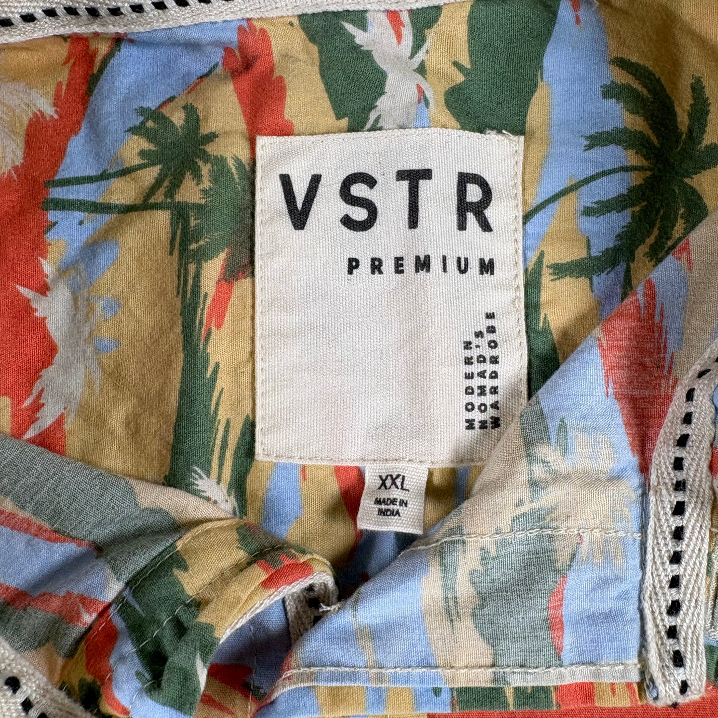 VSTR Premium Mens XXL Hawaiian Shirt Palm Tree Print Button Up Beach Y2K Summer