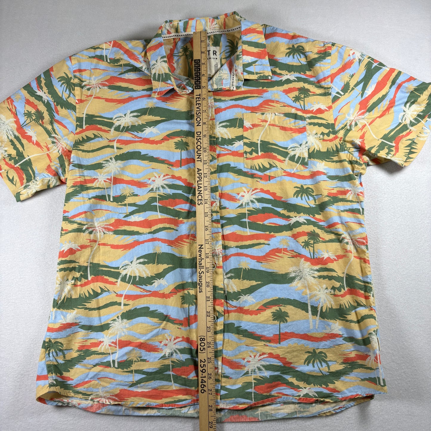 VSTR Premium Mens XXL Hawaiian Shirt Palm Tree Print Button Up Beach Y2K Summer