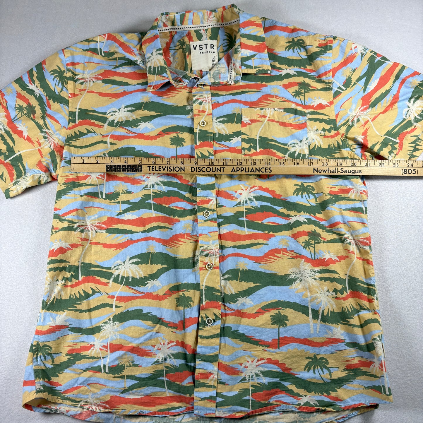 VSTR Premium Mens XXL Hawaiian Shirt Palm Tree Print Button Up Beach Y2K Summer