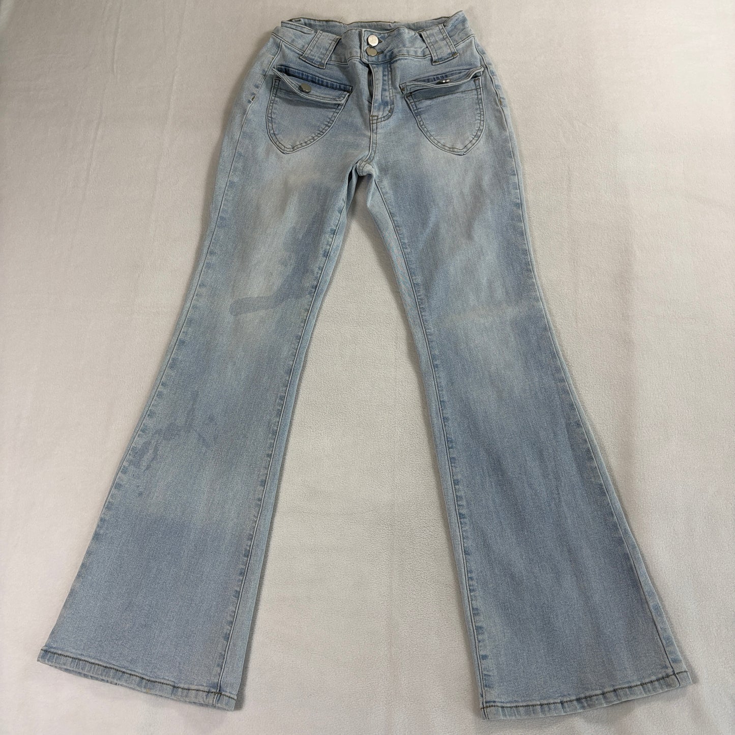 NV Felix Womens Light Wash Flare Jeans High Rise Stretch Denim Retro Bell Bottom S