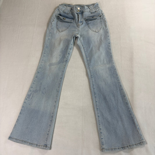 NV Felix Womens Light Wash Flare Jeans High Rise Stretch Denim Retro Bell Bottom S