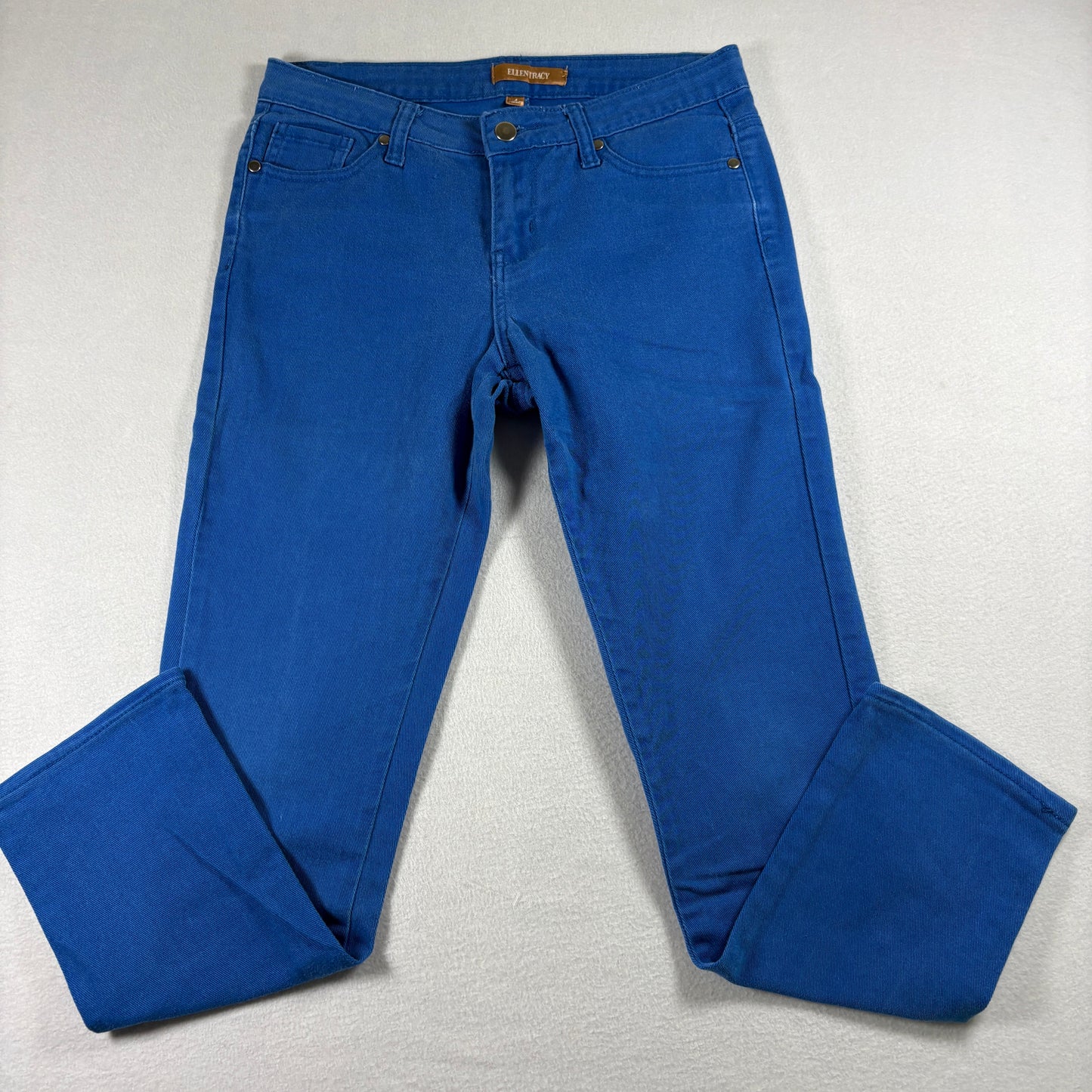 Ellen Tracy Womens Jeans Size 4 Bright Blue Skinny Stretch Denim Y2K 90s Vintage