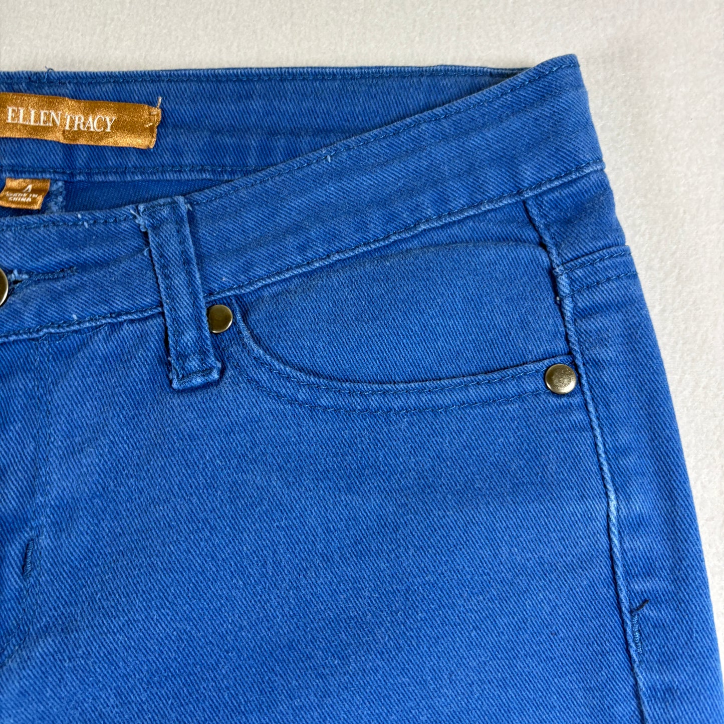 Ellen Tracy Womens Jeans Size 4 Bright Blue Skinny Stretch Denim Y2K 90s Vintage