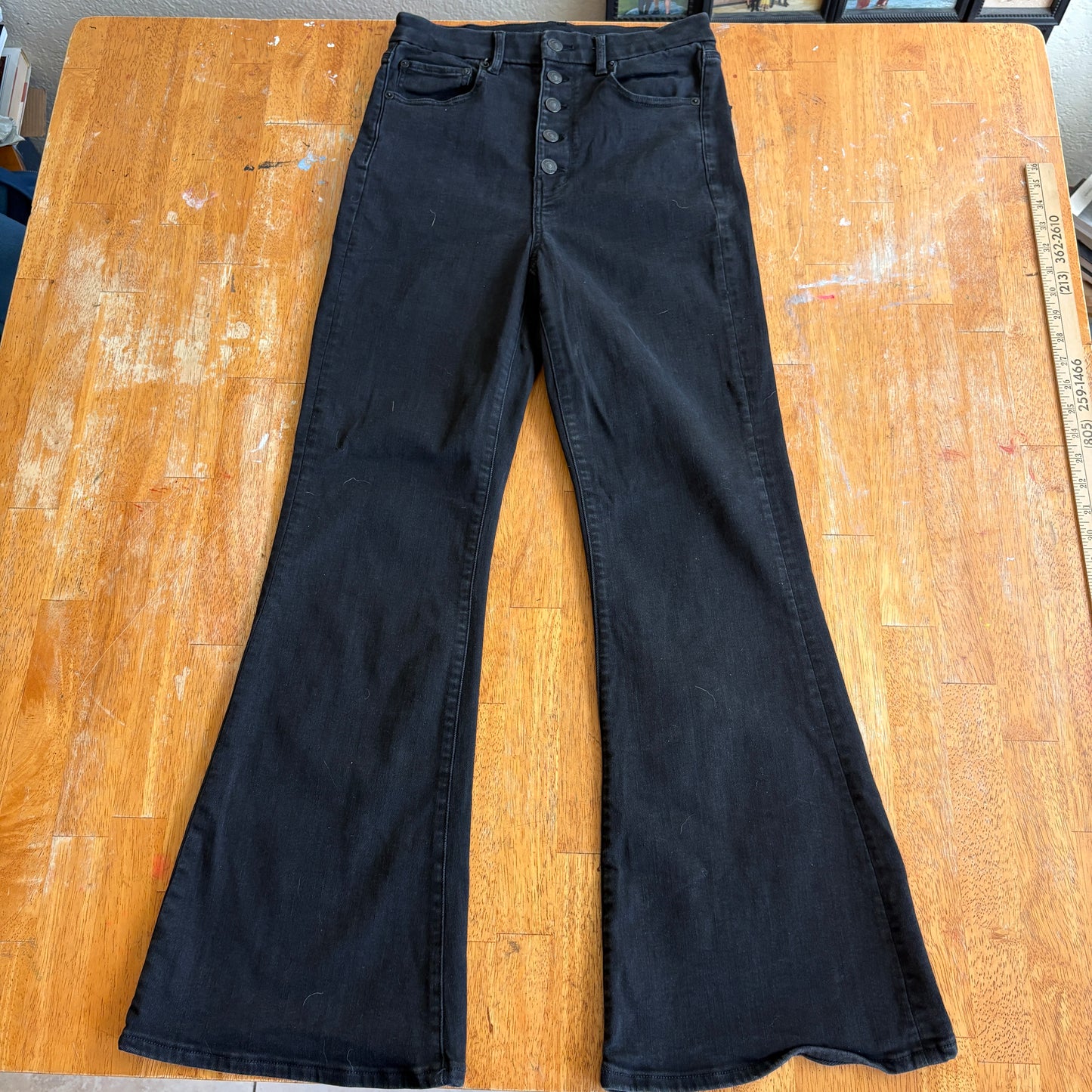 American Eagle Jeans Womens 6 Vintage Y2K High Rise Button Fly Flare Black Denim