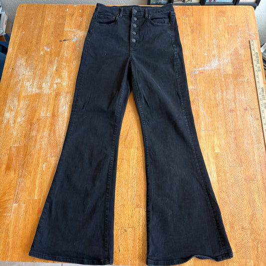 American Eagle Jeans Womens 6 Vintage Y2K High Rise Button Fly Flare Black Denim