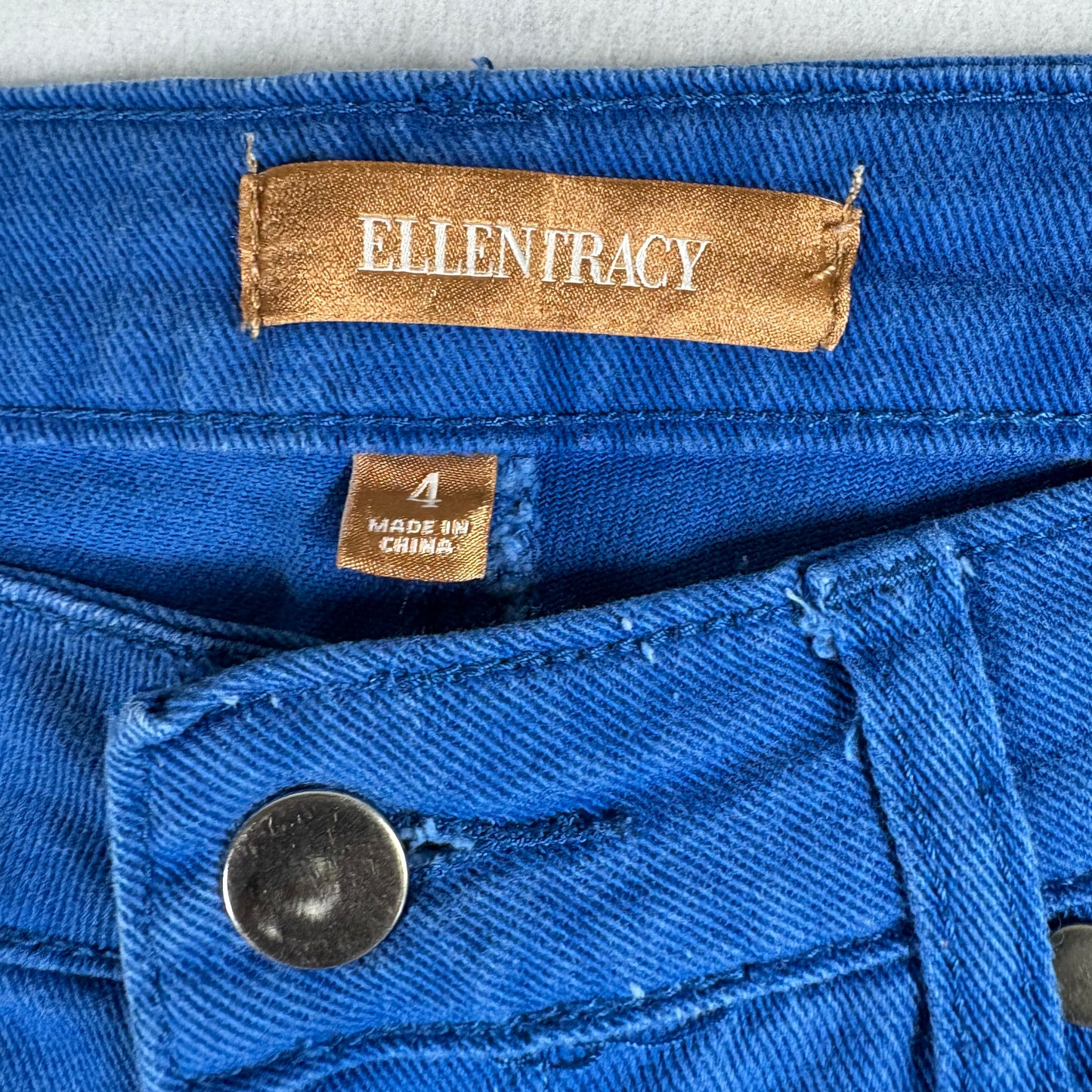 Ellen Tracy Womens Jeans Size 4 Bright Blue Skinny Stretch Denim Y2K 90s Vintage