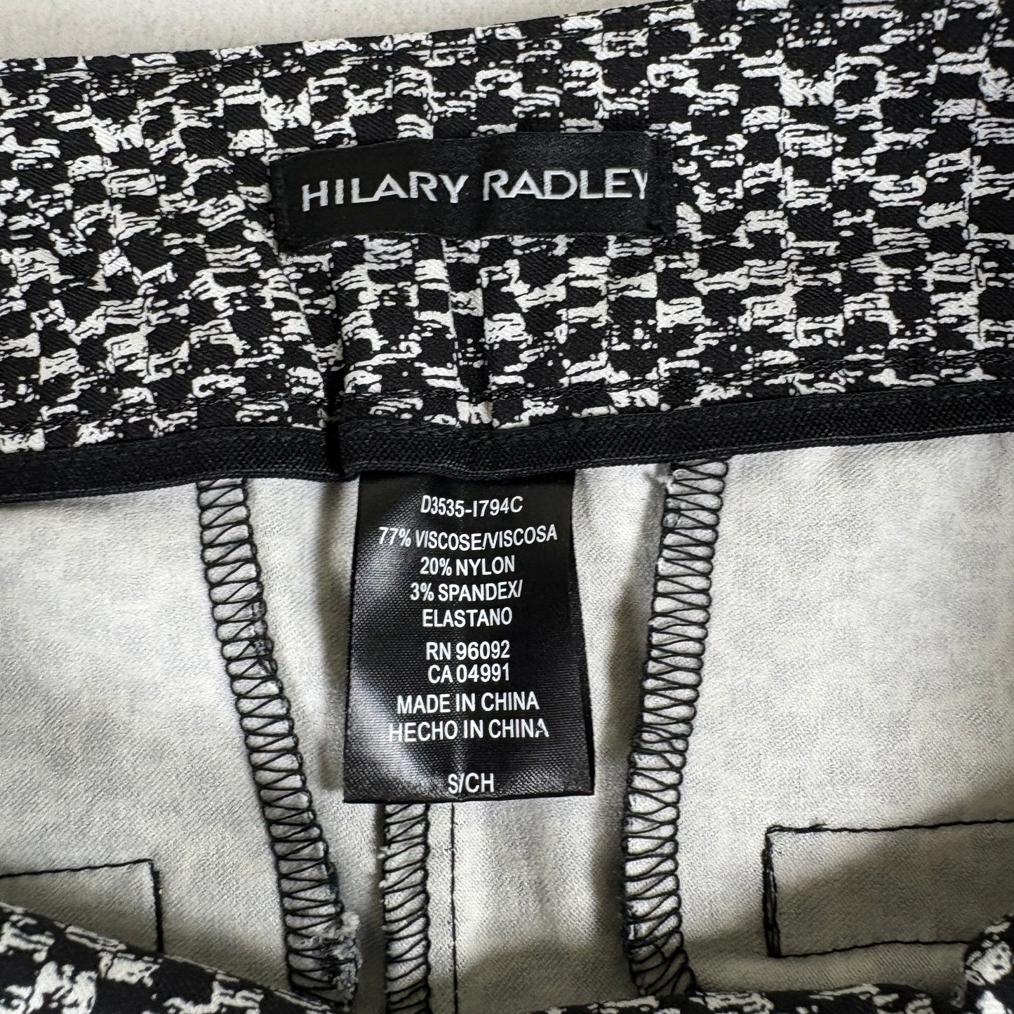 Hilary Radley Womens Pants S Black White Stretch Ankle Career Workwear Slim Fit