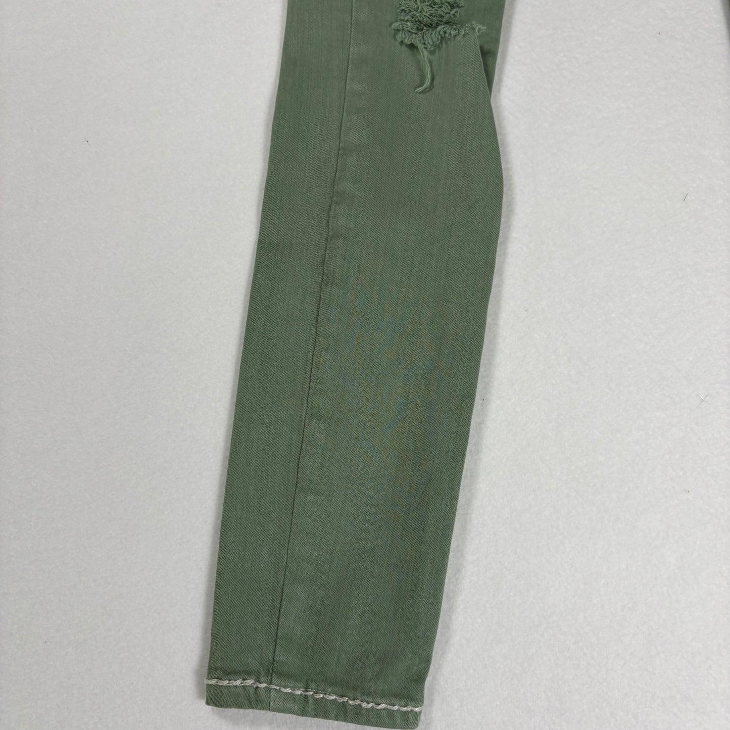 True Religion Jeans Women’s Jennie Curvy Skinny Green Distressed Size 25