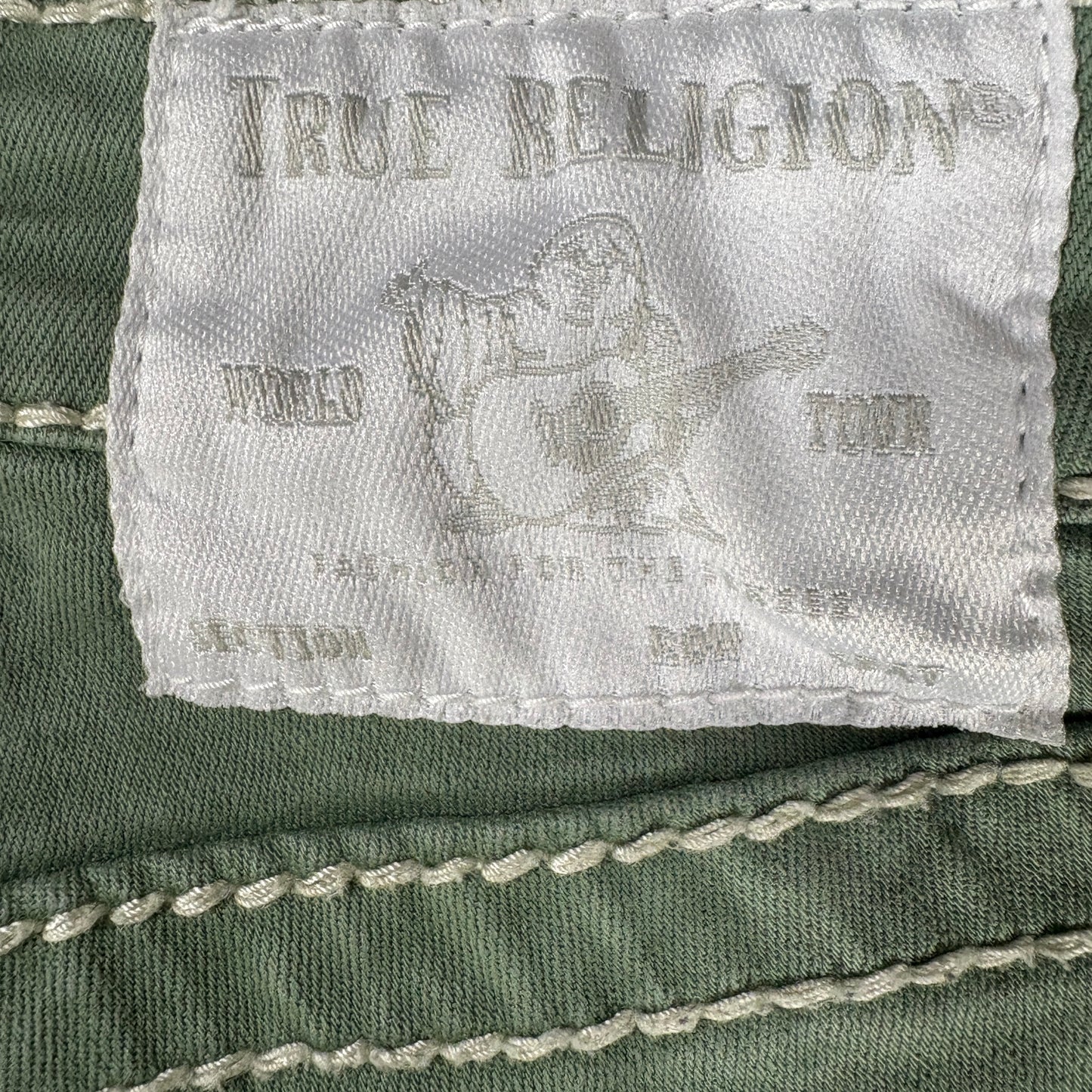 True Religion Jeans Women’s Jennie Curvy Skinny Green Distressed Size 25