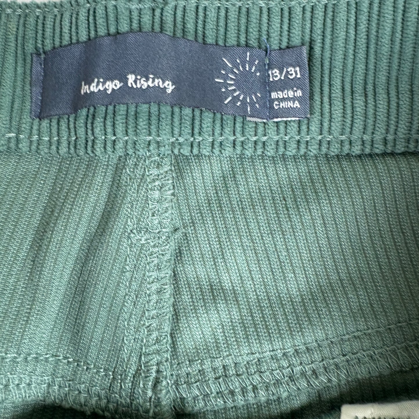 Indigo Rising Womens Green Corduroy Jeans Size 13/31 Y2K 90s Grunge Straight