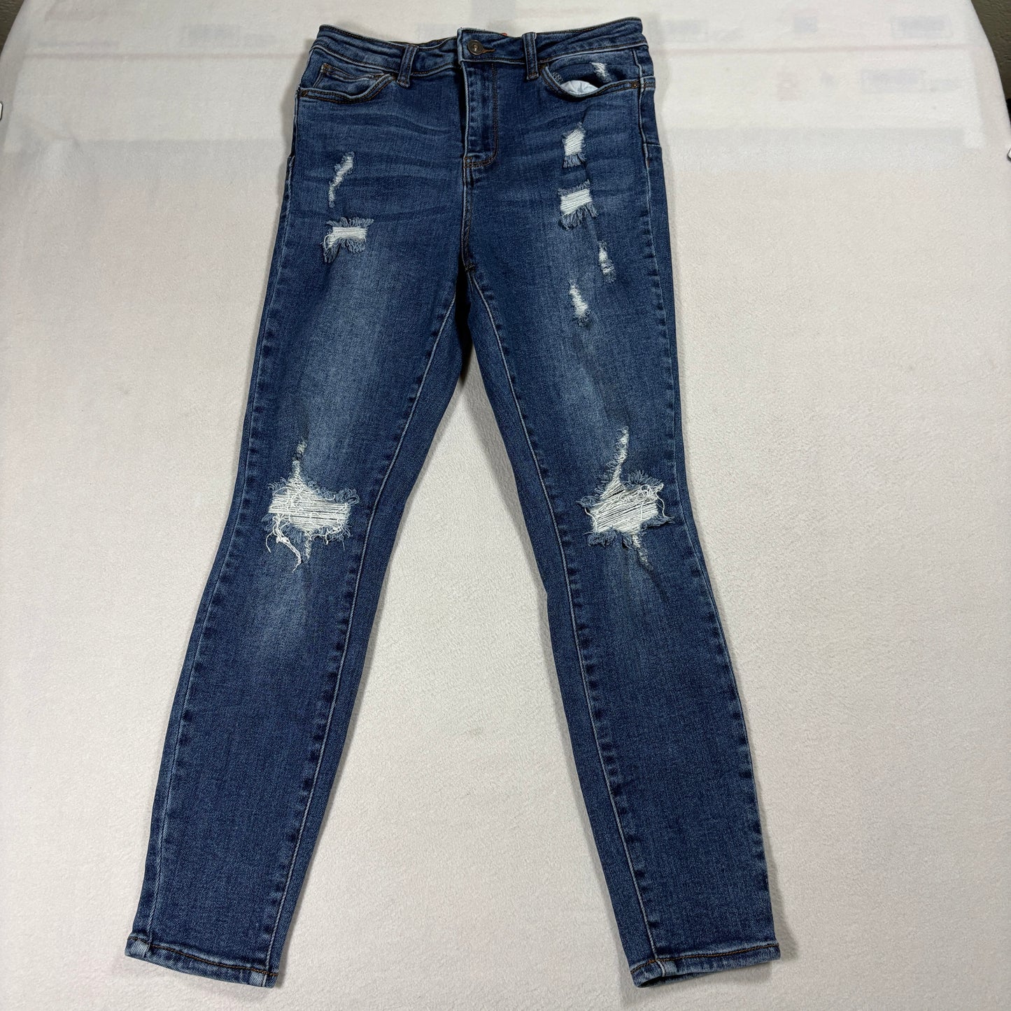 Wax Jeans Womens 11/30 Blue Distressed Skinny Jeans High Rise Stretch Denim