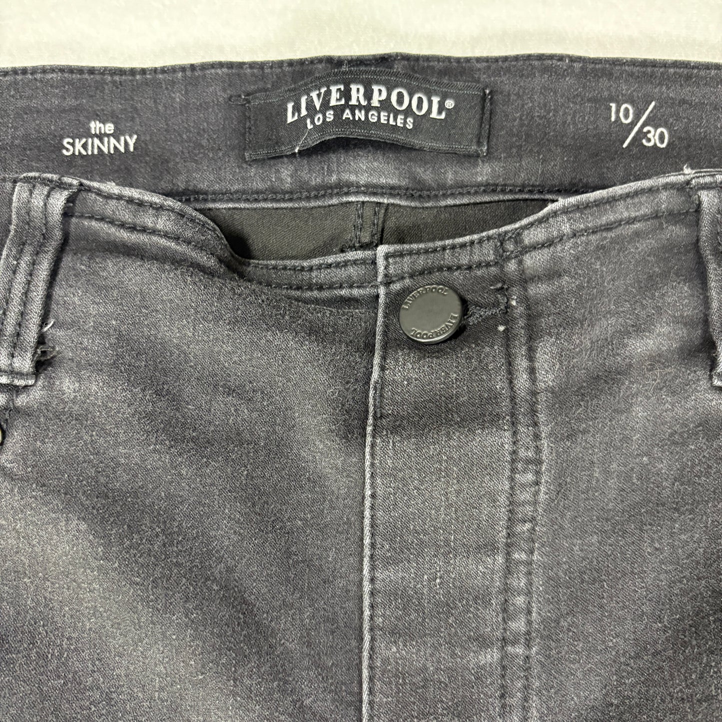 Liverpool Jeans Women’s Skinny Black Washed Stretch Denim Casual Pants 10/30