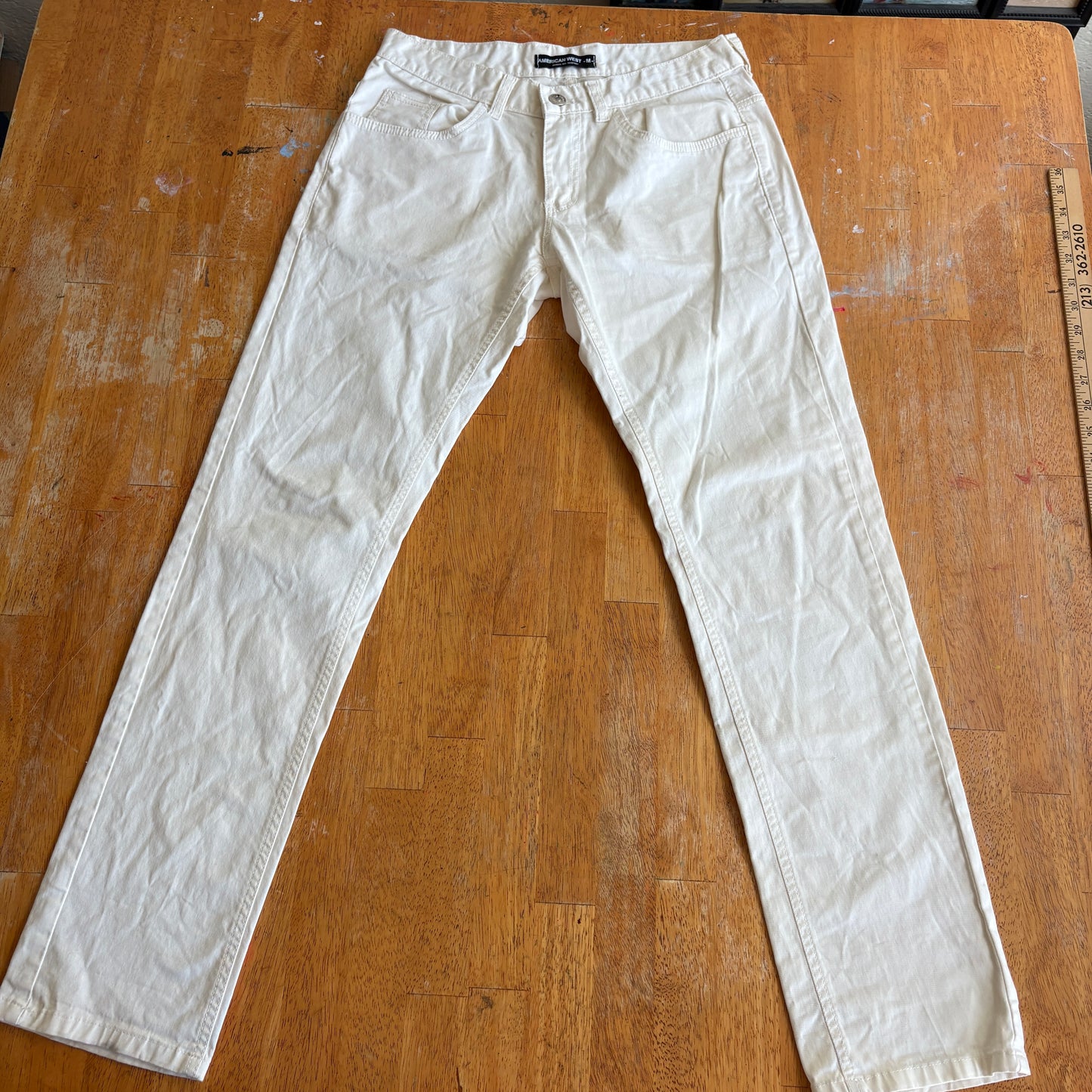 American West Womens Cream Jeans Medium Straight Leg Denim Casual Western